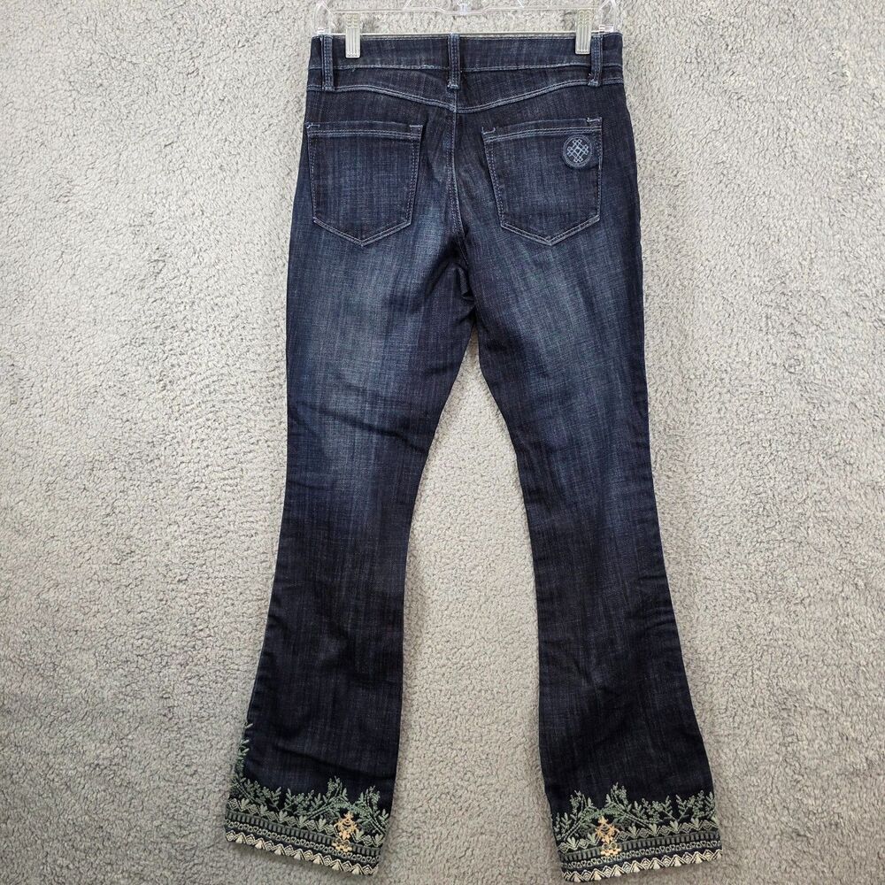 Laurie Felt Classic Boot Cut Classic Denim Floral Embroidered Jeans Size 0 - Picture 10 of 16